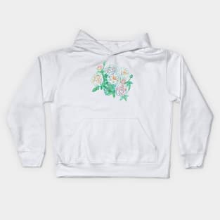 White roses pastel artwork Kids Hoodie